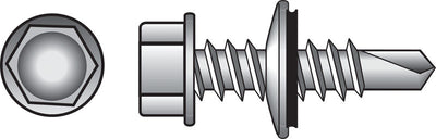 HILLMAN No. 12 Ga. X 1-1/2 in. L Hex Hex Washer Head Self-Drilling Screws 100 pk