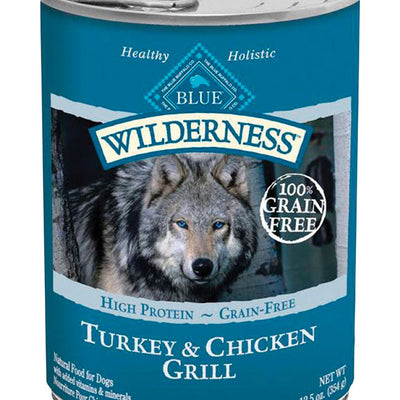 Blue Buffalo Wilderness All Ages Turkey and Chicken Dog Food Grain Free 12.5 oz