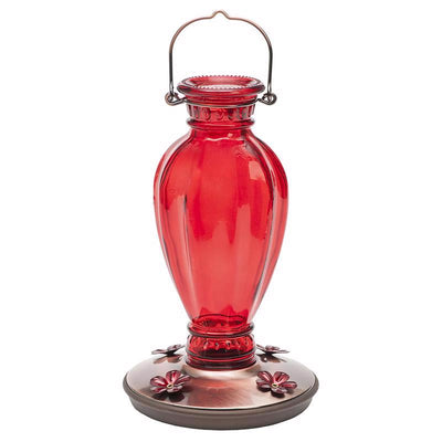 Perky-Pet Hummingbird 18 oz Glass Daisy Vase Vintage Nectar Bird Feeder 4 ports