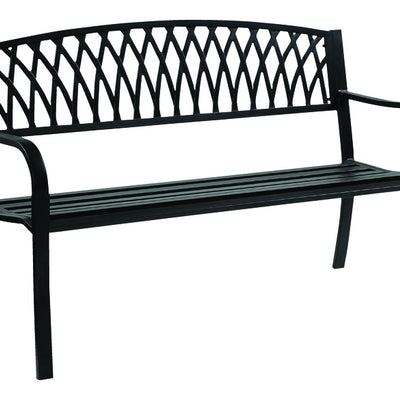 Living Accents Black Cast Iron Grass Back Park Bench 33.46 in. H X 50 in. L X 23.62 in. D
