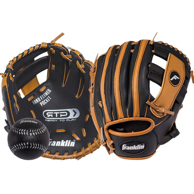 Franklin RTP Black/Tan PVC Right-handed T-Ball Fielding Glove 9.5 in.