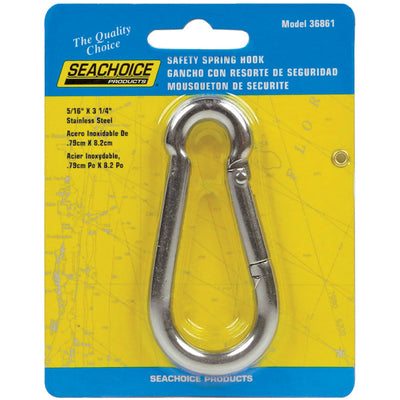 Seachoice Stainless Steel 3-1/4 in. L X 5/16 in. W Safety Spring Hook