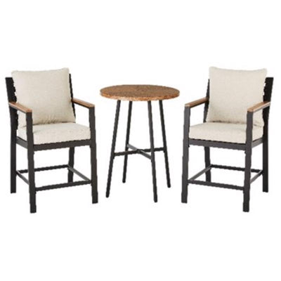 Living Accents Cecily 3 pc Black Steel Balcony Set Gray