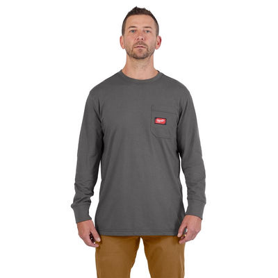 Milwaukee Gridiron XL Long Sleeve Men's Round Neck Gray Tee Shirt