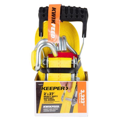 Keeper KwikFeed 2 in. W X 27 ft. L Yellow Ratchet Tie Down 3333 lb