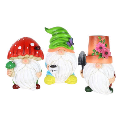 Exhart Assorted Resin 8 in. H Gnome Solar Statue