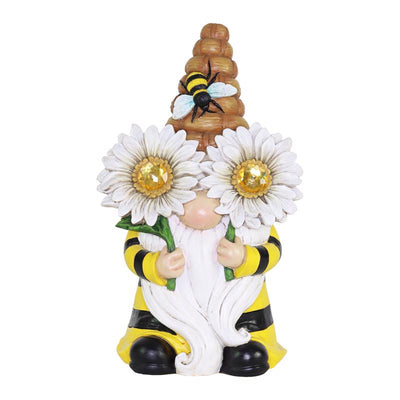 Exhart Assorted Resin 11 in. H Beekeeper Gnome Solar Statue