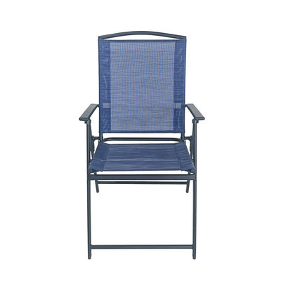 Living Accents 1-Position Blue Sling Folding Chair