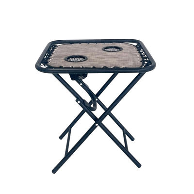 Living Accents Taupe Square Oxford Fabric Bungee Side Table