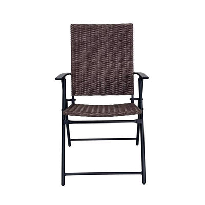 Living Accents Wicker 1-Position Brown Hard Arm Folding Chair