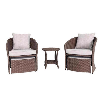 Living Accents Ashton 5 pc Brown Steel Casual Chat Set Gray Cushion