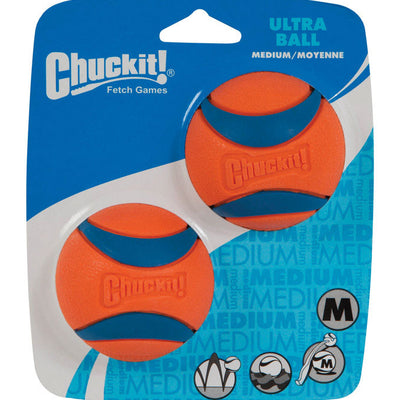 Chuckit! Blue/Orange Rubber Fetch Ball Ultra Ball Medium 2 pk