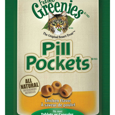 Greenies Pill Pockets Adult Chicken Cat Food Grain Free 1.6 oz
