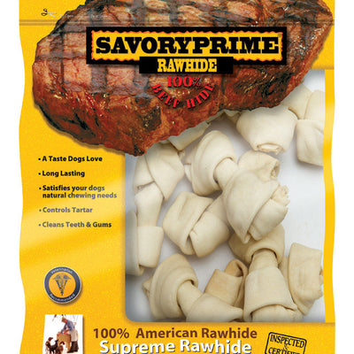 Savory Prime American Supreme Small Adult Knotted Bone Beef Rawhide 4-5 in. L 10 pk