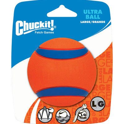 Chuckit! Ultra Ball Blue/Orange Rubber Fetch Ball Dog Toy Large