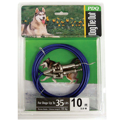 PDQ Blue / Silver Tie-Out Vinyl Coated Cable Dog Tie Out Medium