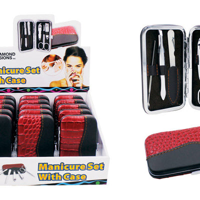 Diamond Visions Manicure Set In Case Faux Leather/Stainless Steel 6 pc