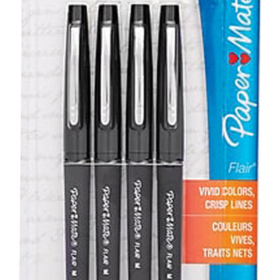 Paper Mate Flair Black Felt Tip Pen 4 pk
