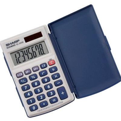 Sharp Blue/Gray 8 digit Solar Powered Pocket Calculator