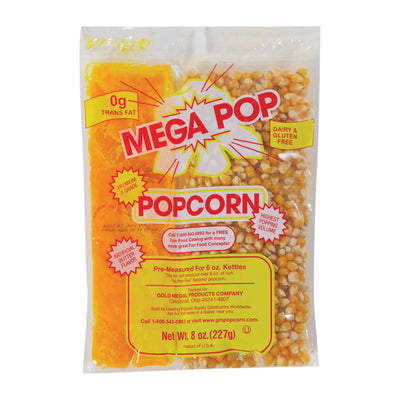 Gold Medal Mega Pop Butter Corn/Oil/Salt Kits 8 oz Pouch