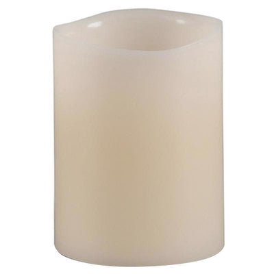 Everlasting Glow Bisque Vanilla Scent Wavy Edge Pillar Flameless Flickering Candle