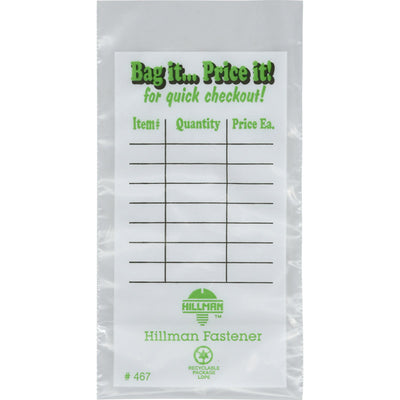Plastic Clear Fastener Bag 100 pk 4 in. H X 4 in. W X 8 in. L