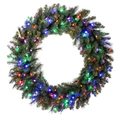 Celebrations Platinum 48 in. D LED Prelit Multicolored Mixed Pine Wreath