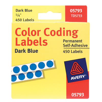 Avery 0.25 in. H X 1/4 in. W Round Blue Color Coding Label 450 pk