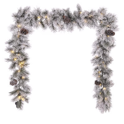 Celebrations Home 12 in. D X 9 ft. L LED Prelit Multicolored Snowy Scotch Pine Garland