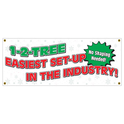 Holiday Bright Lights 1-2 Tree Vinyl 5'x2' Store Banner