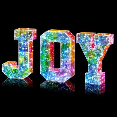 Luxe Light Decor Multicolored Iridescent Joy Letter Table Decor