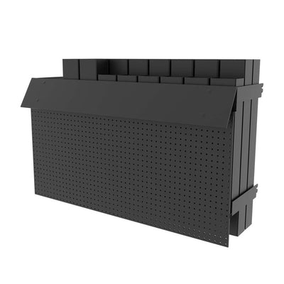 16 in. H X 48 in. W X 5 in. D Black Metal Lawn & Fabric Stake Display