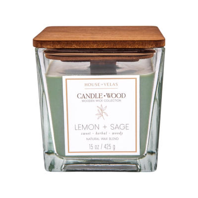 House of Velas Candlewood Green Lemongrass Sage Scent Candle 15 oz