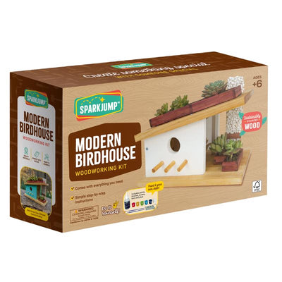 SparkJump Modern Birdhouse Woodworking Kit