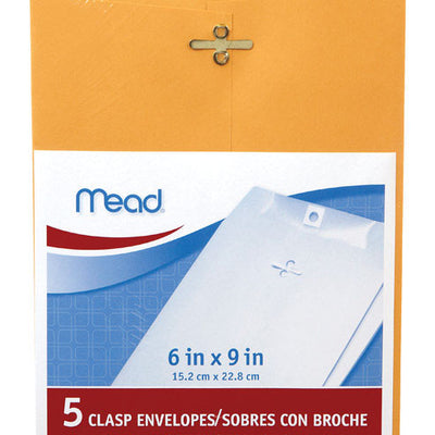 Mead 6 in. W X 9 in. L A10 Brown Envelopes 5 pk