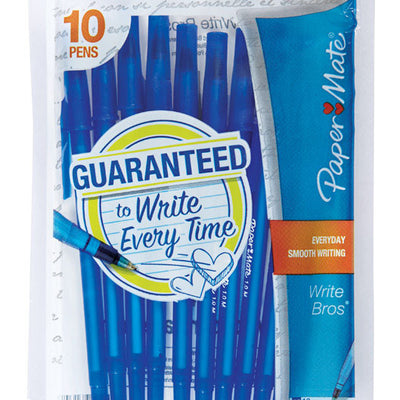 Paper Mate Write Bros Blue Ball Point Pen 10 pk