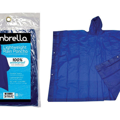 Rainbrella Blue PVC Rain Poncho One Size Fits All