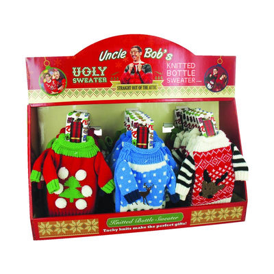Uncle Bob's Christmas Ugly Bottle Sweater Polyester