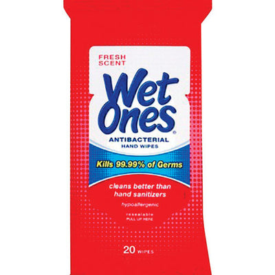 Wet Ones Fresh Antibacterial Wipes Disposable Adult Washcloths 20 ct