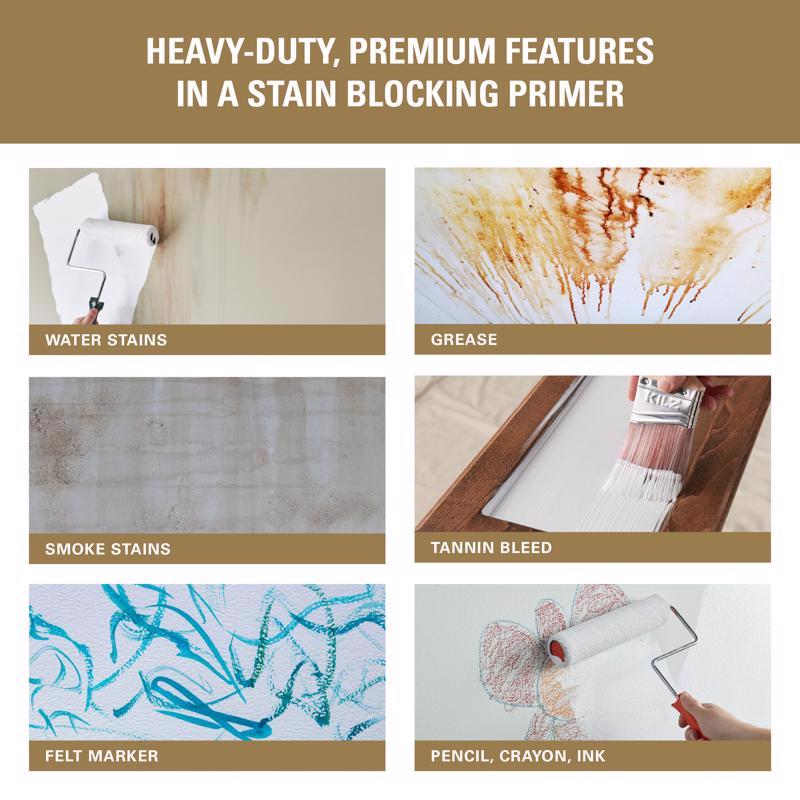 KILZ 3 Premium White Flat Water-Based Stain Blocking Primer 1 qt