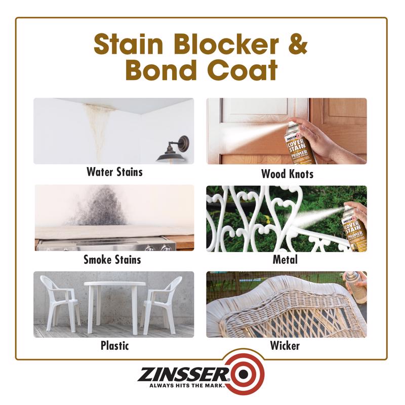 Zinsser Cover Stain White Flat Oil-Based Alkyd Spray Primer and Sealer 16 oz
