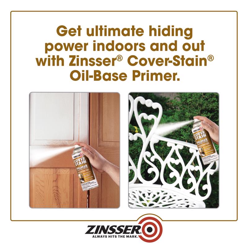 Zinsser Cover Stain White Flat Oil-Based Alkyd Spray Primer and Sealer 16 oz
