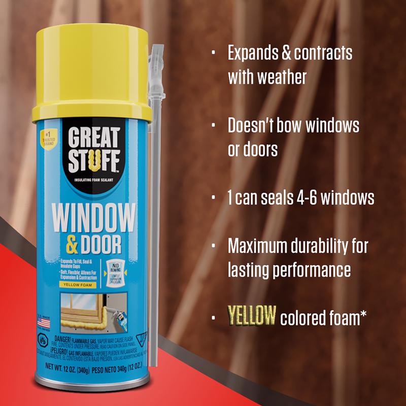 Great Stuff Window & Door Yellow Polyurethane Insulating Foam Sealant 20 oz