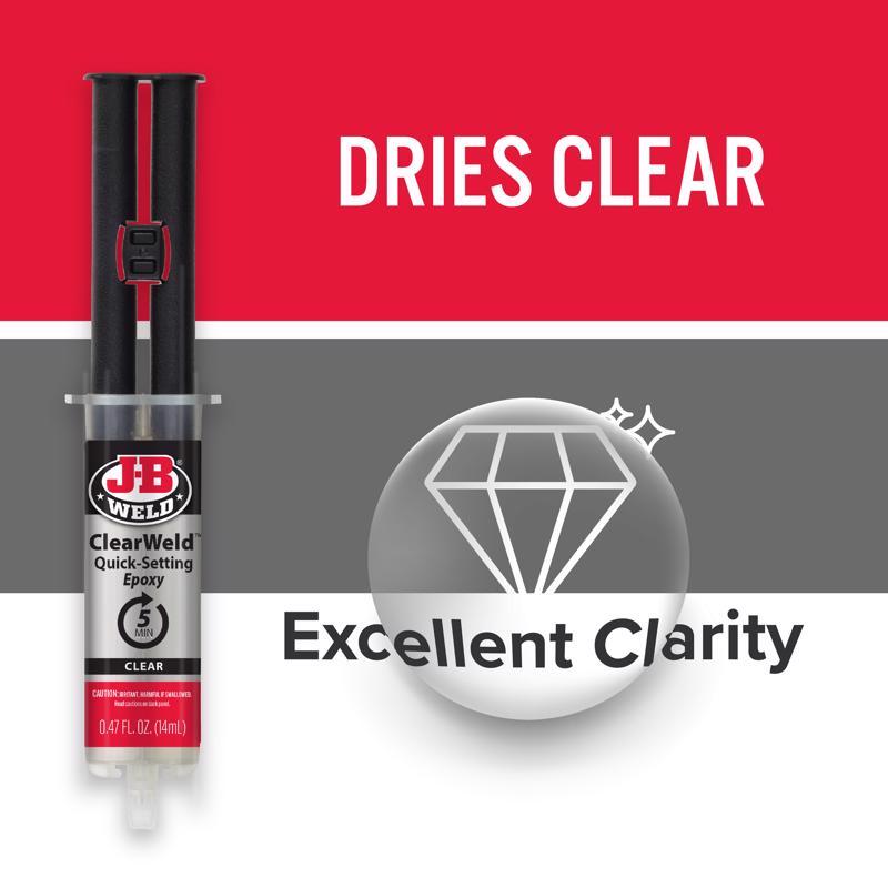 J-B Weld Clear Weld High Strength Epoxy Clear Syringes 0.47 oz