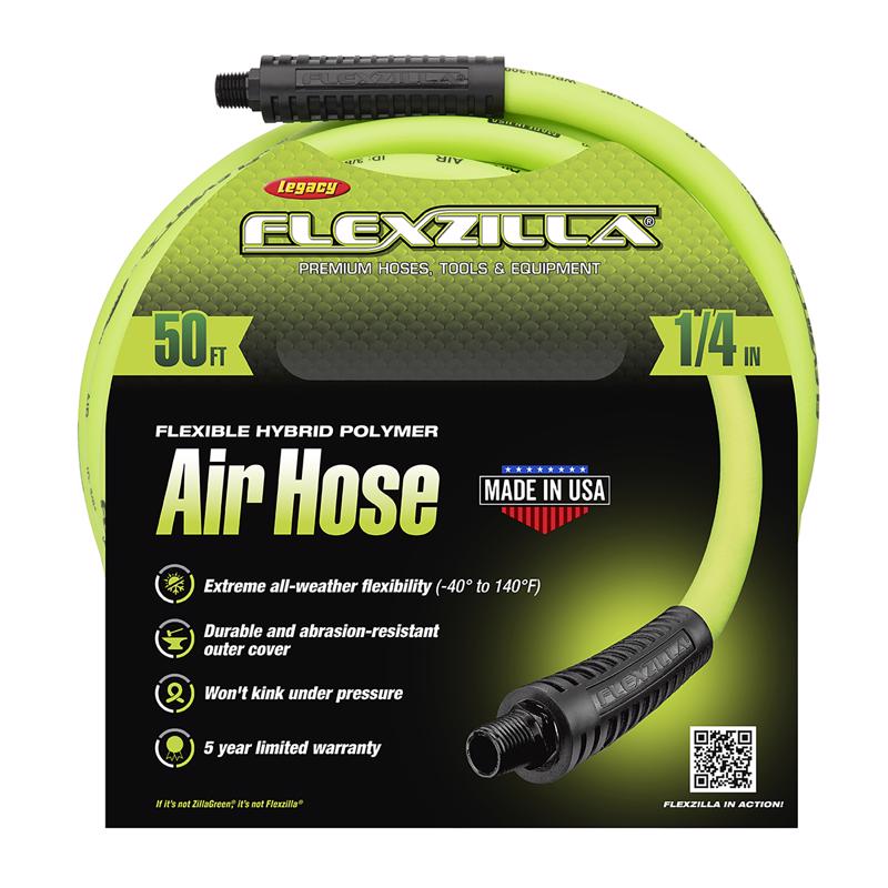 Legacy Flexzilla 50 ft. L X 1/4 in. D Hybrid Polymer Air Hose 300 psi Zilla Green