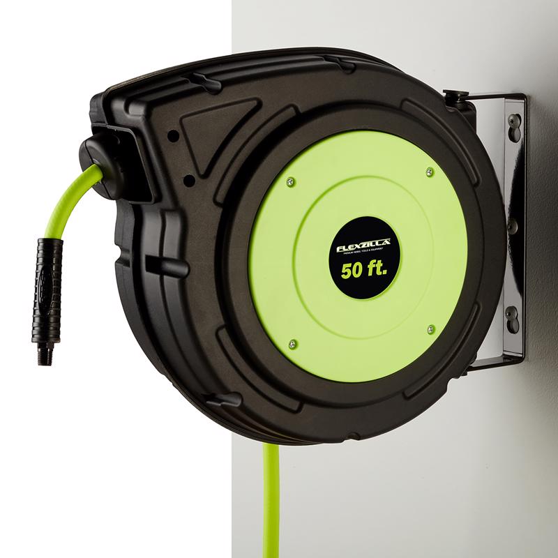 Legacy Flexzilla 50 ft. L X 3/8 in. D Hybrid Polymer Retractable Air Hose Reel 150 psi Zilla Green