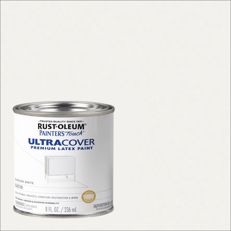 Rust-Oleum Painters Touch Ultra Cover Satin Blossom White Paint Exterior and Interior 0.5 pt