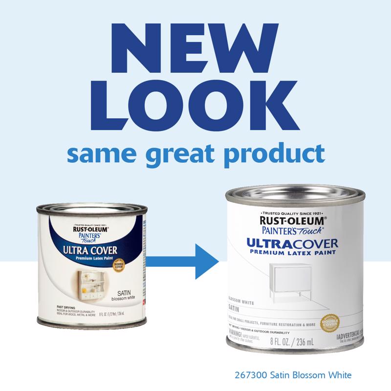 Rust-Oleum Painters Touch Ultra Cover Satin Blossom White Paint Exterior and Interior 0.5 pt