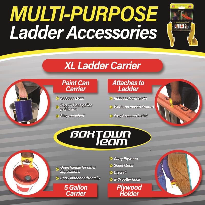Boxtown Team XL Carrier Plastic Yellow Multi-Functional Ladder Carrier