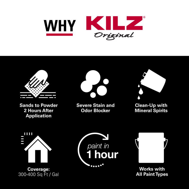 KILZ Original Interior/Exterior White Flat Oil-Based Alkyd Aerosol Primer/Sealer 13 oz